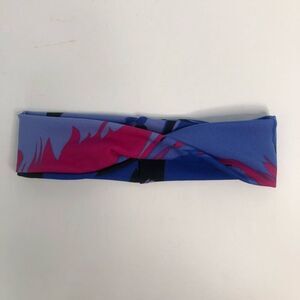 cheekboss stretchy headband twist knot yoga swirl print blue pink